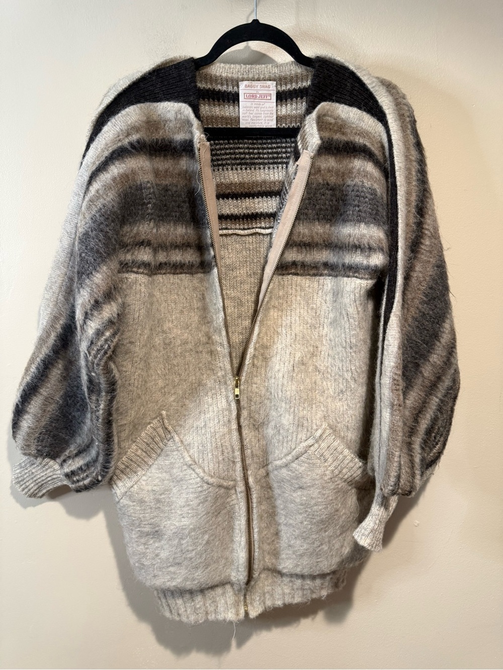 Lord Jeff Mohair Icelandic Baggy Shag Cardigan vintage size large - Picture 4 of 6